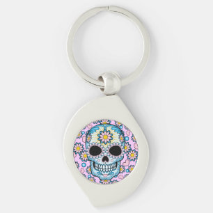 Colourful Sugar Skull Key Ring