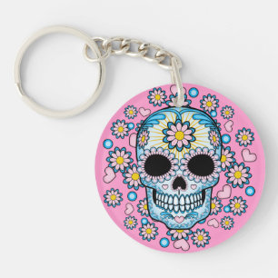 Colourful Sugar Skull Key Ring