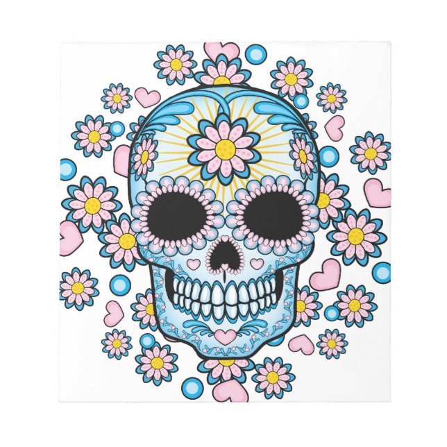 Colourful Sugar Skull Notepad (Front)