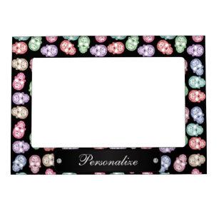 Colourful Sugar Skull Pattern with DIY Text Magnetic Frame
