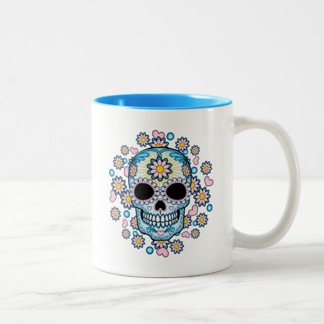 Colourful Sugar Skull Two-Tone Coffee Mug (Right)