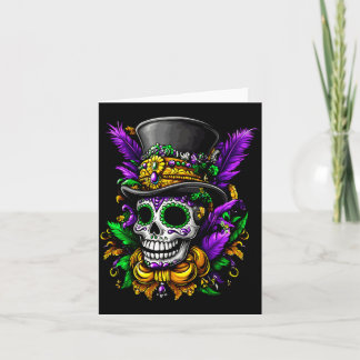 Colourful Sugar Skull With Top Hat Art Performance Card