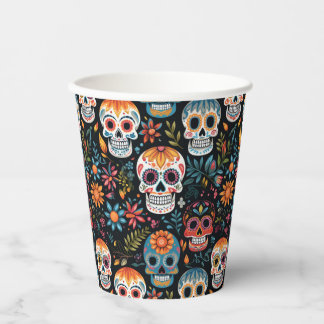 Colourful Sugar Skulls Paper Cups