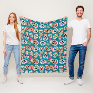 Colourful Sugar Skulls Pattern Fleece Blanket