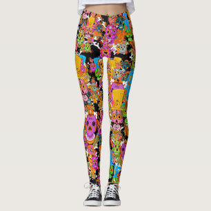 Colourful Sugar Skulls Pattern Leggings