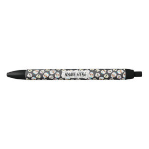 Colourful Sugar Skulls & Polka Dots Black Ink Pen