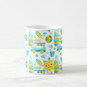 Colourful Summer and Beach Fun Monogrammed Pattern Coffee Mug