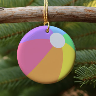Colourful Summer Beach Ball Circle Ornament