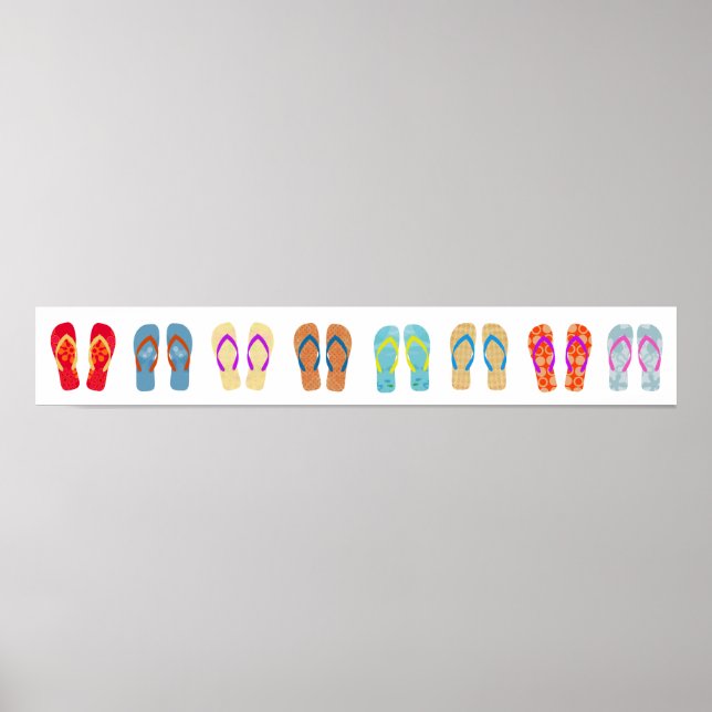 Colourful Summer Beach Flip Flops Horizontal Poste Poster (Front)