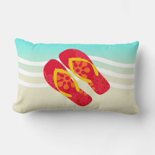 Colourful Summer Beach Flip Flops Throw Pillow