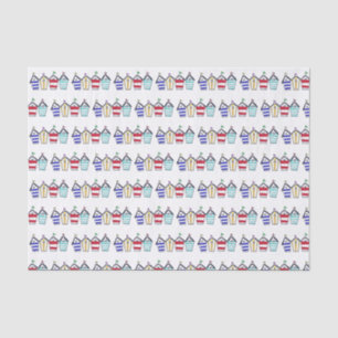 colourful summer beach hut pattern tissue paper