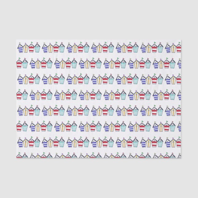 colourful summer beach hut pattern tissue paper (Front)