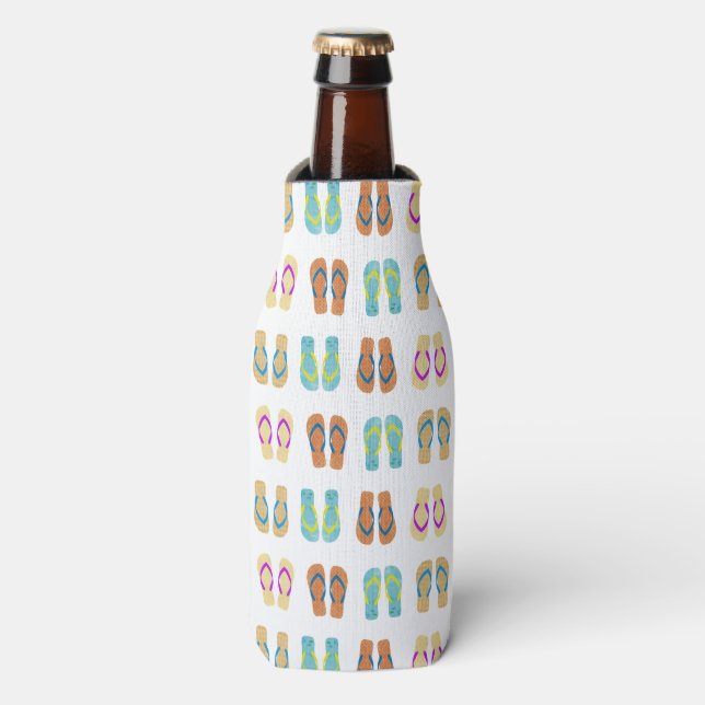 Colourful Summer Beach Party Flip Flops Bottle Coo Cooler (Bottle Front)