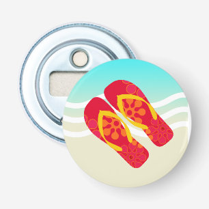 Colourful Summer Beach Waves Flip Flops Bottle Opener