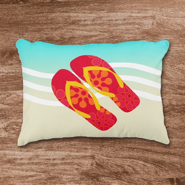 Colourful Summer Beach Waves Flip Flops Pillow (Creator Uploaded)