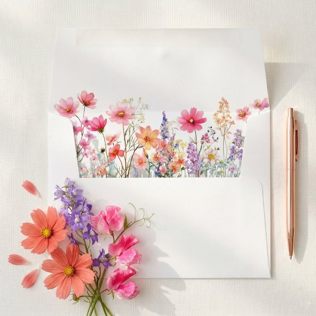 Colourful Summer Boho Wildflower Wedding Envelope (Creator Uploaded)