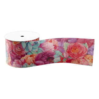 Colourful Summer bouquet Grosgrain Ribbon