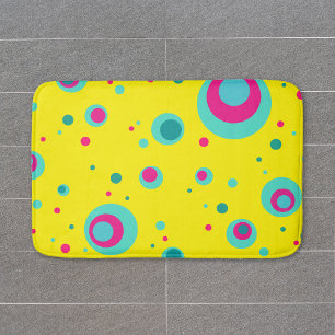 Colourful Summer Bubbles dots Yellow Fresh pattern Bath Mat