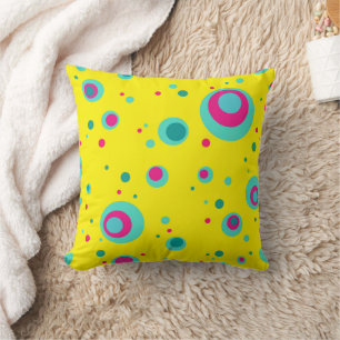 Colourful Summer Bubbles dots Yellow Fresh pattern Cushion