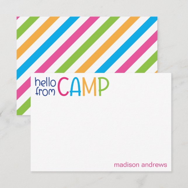 Colourful Summer Camp Personalised Note Cards (Front/Back)
