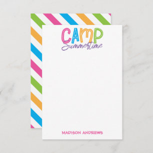 Colourful Summer Camp Personalised Note Cards