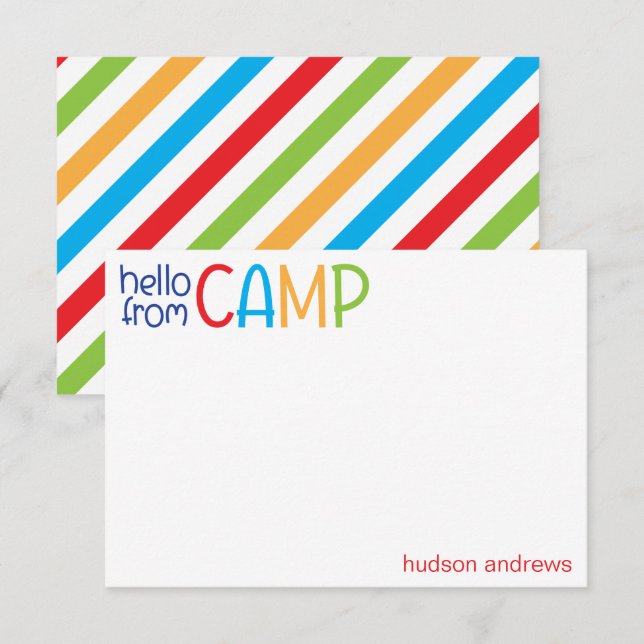 Colourful Summer Camp Personalised Note Cards (Front/Back)