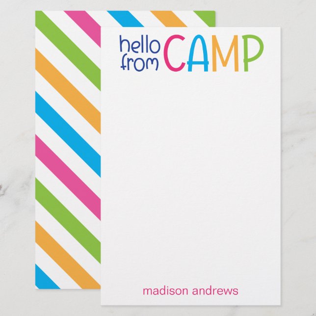Colourful Summer Camp Personalised Stationery (Front/Back)