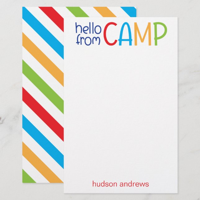 Colourful Summer Camp Personalised Stationery (Front/Back)