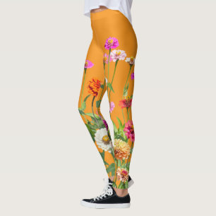 Colourful Summer Daisies Floral Leggings