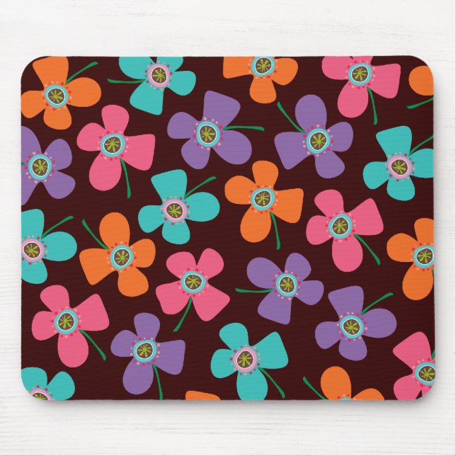 Colourful Summer Daisies Pop Whimsical Fun Pattern Mouse Mat (Front)