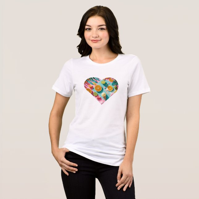 Colourful Summer Design – Bright Citrus Elements Tri-Blend Shirt (Front Full)