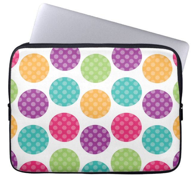 Colourful Summer Dots Pattern Laptop Sleeve (Front)