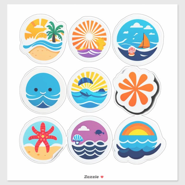 Colourful Summer Emoji Sticker (Sheet)
