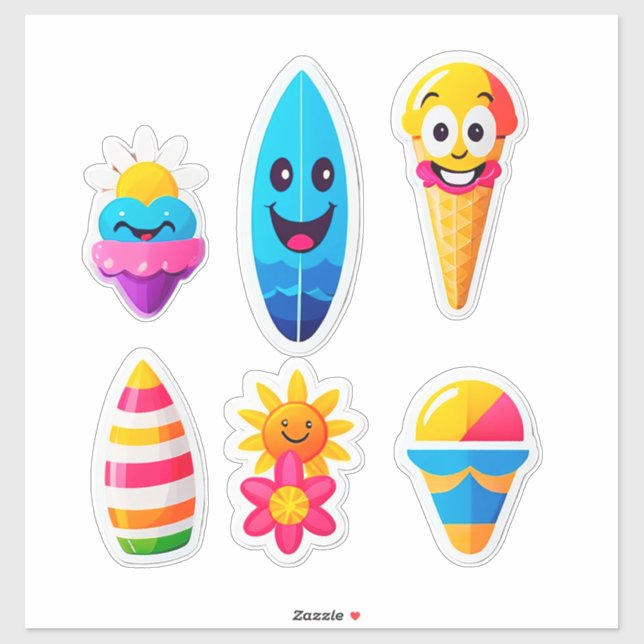 Colourful Summer Emoji Sticker (Sheet)