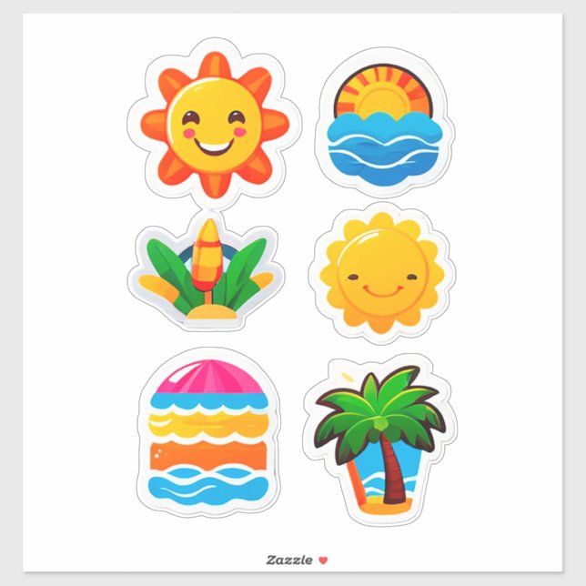 Colourful Summer Emoji Sticker (Sheet)
