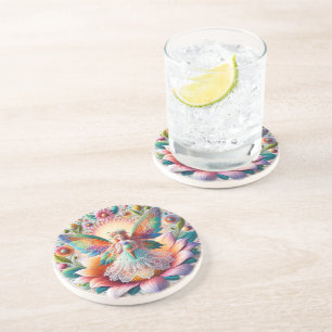Colourful Summer Fairy Illustration Coaster
