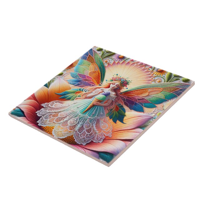 Colourful Summer Fairy Illustration Tile (Side)