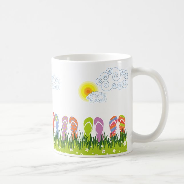 Colourful Summer Flip Flops Fun In The Sun Garden Coffee Mug (Right)