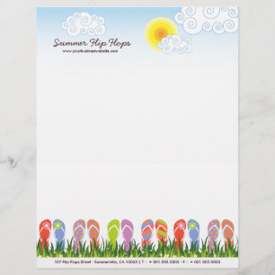 Colourful Summer Flip Flops Fun In The Sun Garden Personalised Letterhead