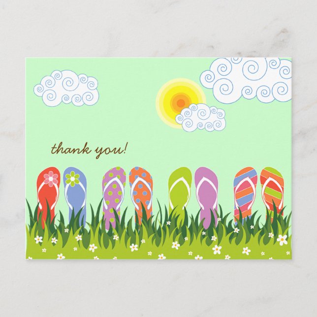 Colourful Summer Flip Flops Fun In The Sun Garden Postcard (Front)