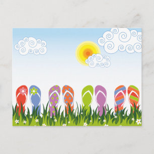 Colourful Summer Flip Flops Fun In The Sun Garden Postcard