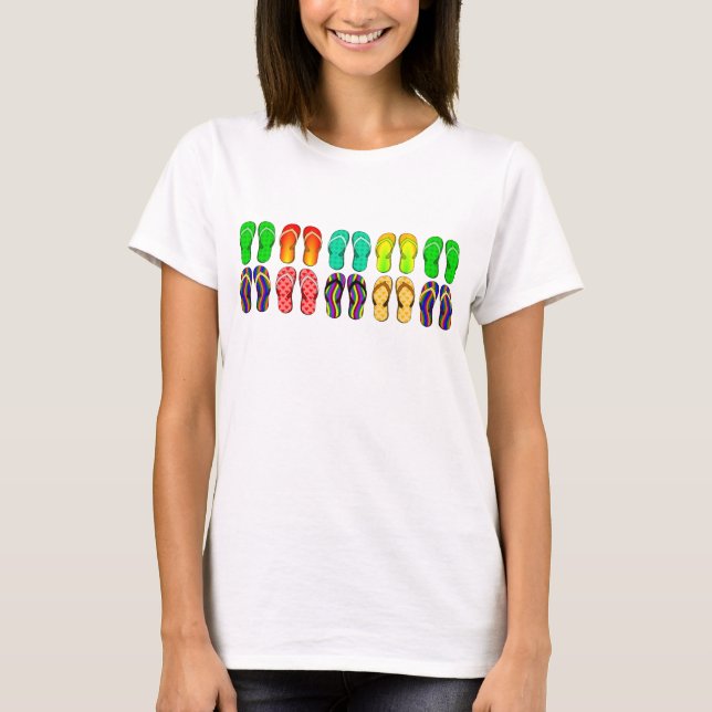 Colourful Summer Flip Flops T-Shirt (Front)