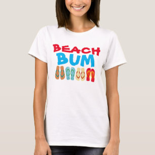 Colourful Summer Flip Flops White Beach Bum T T-Shirt