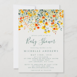 Colourful Summer Floral Baby Shower Invitation