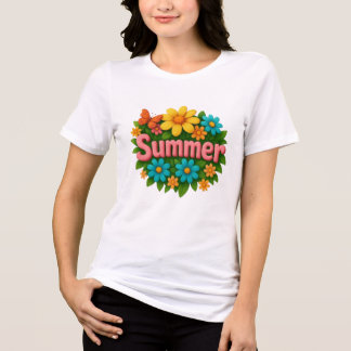 Colourful Summer Floral Design Tri-Blend Shirt