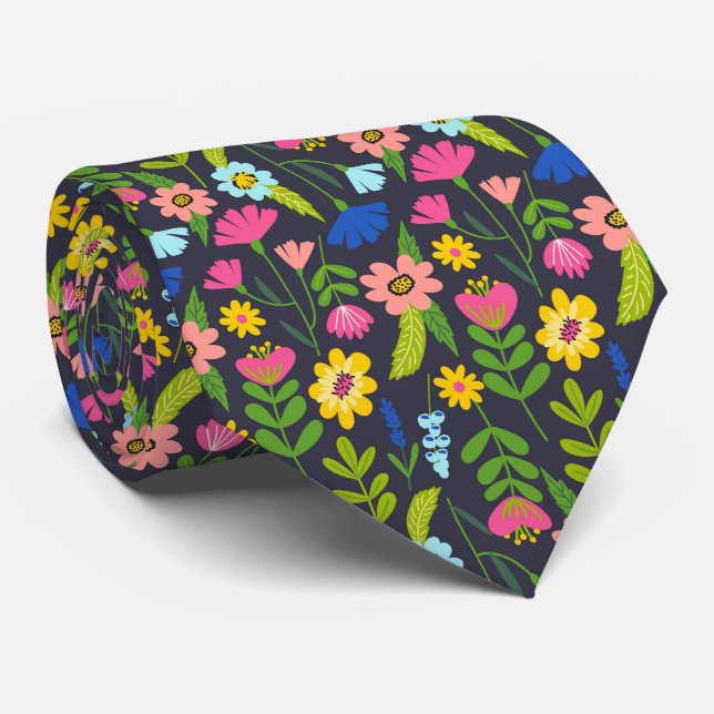 Colourful Summer Floral Neck Tie (Rolled)