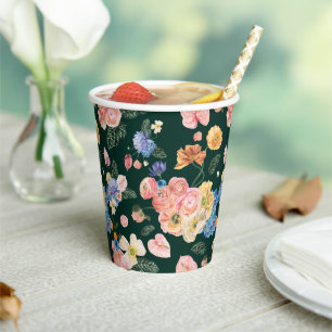 Colourful Summer Floral Party Paper Cups