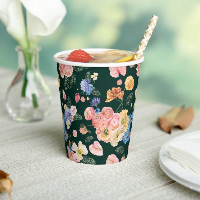 Colourful Summer Floral Party Paper Cups (Insitu)