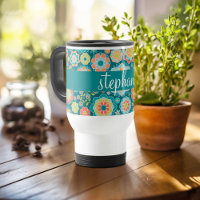 Colourful Summer Floral Pattern Custom Name