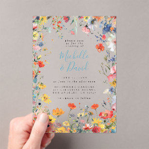 Colourful Summer Floral Wedding Acrylic Invitations
